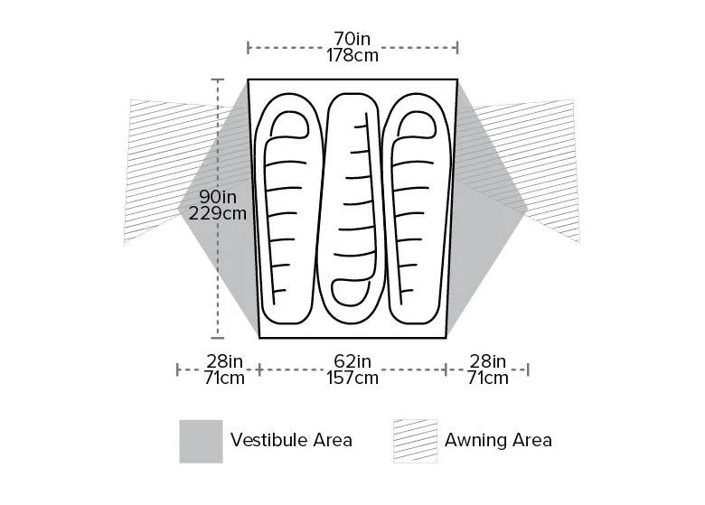 Interior space inside the Big Agnes Copper Spur UL3 tent