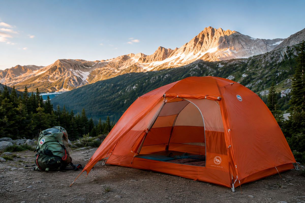 Big Agnes Copper Spur UL3 tent at a mountain campsite
